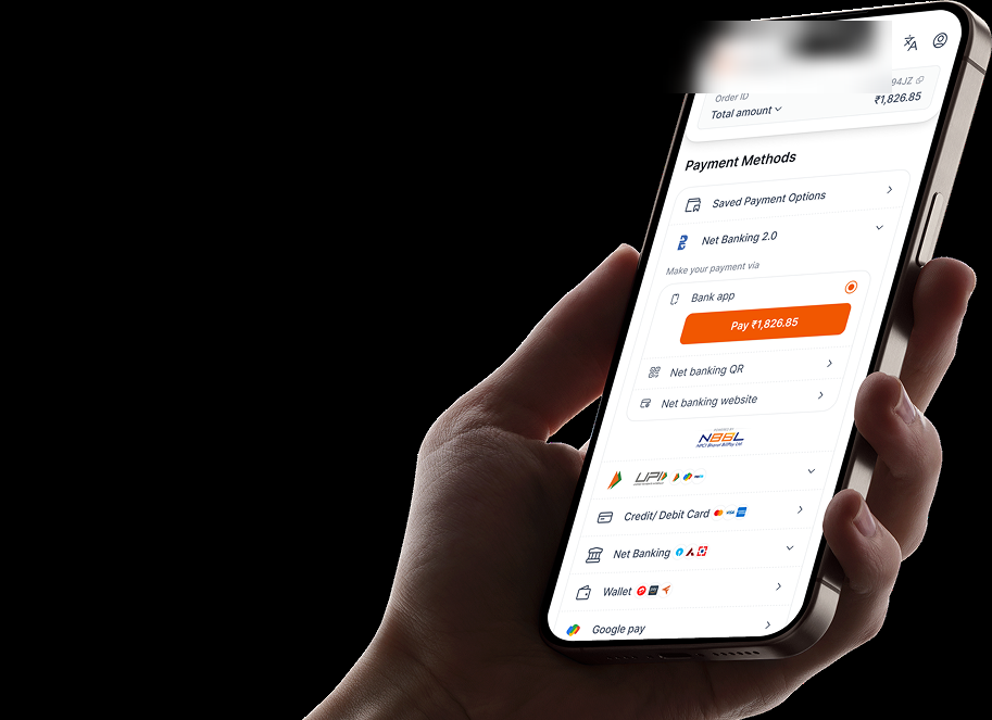 Admin & Dashboard Designs inside the payments fintech checkout: customer chooses their institution's app, QR, or website, settled over the interoperable switch