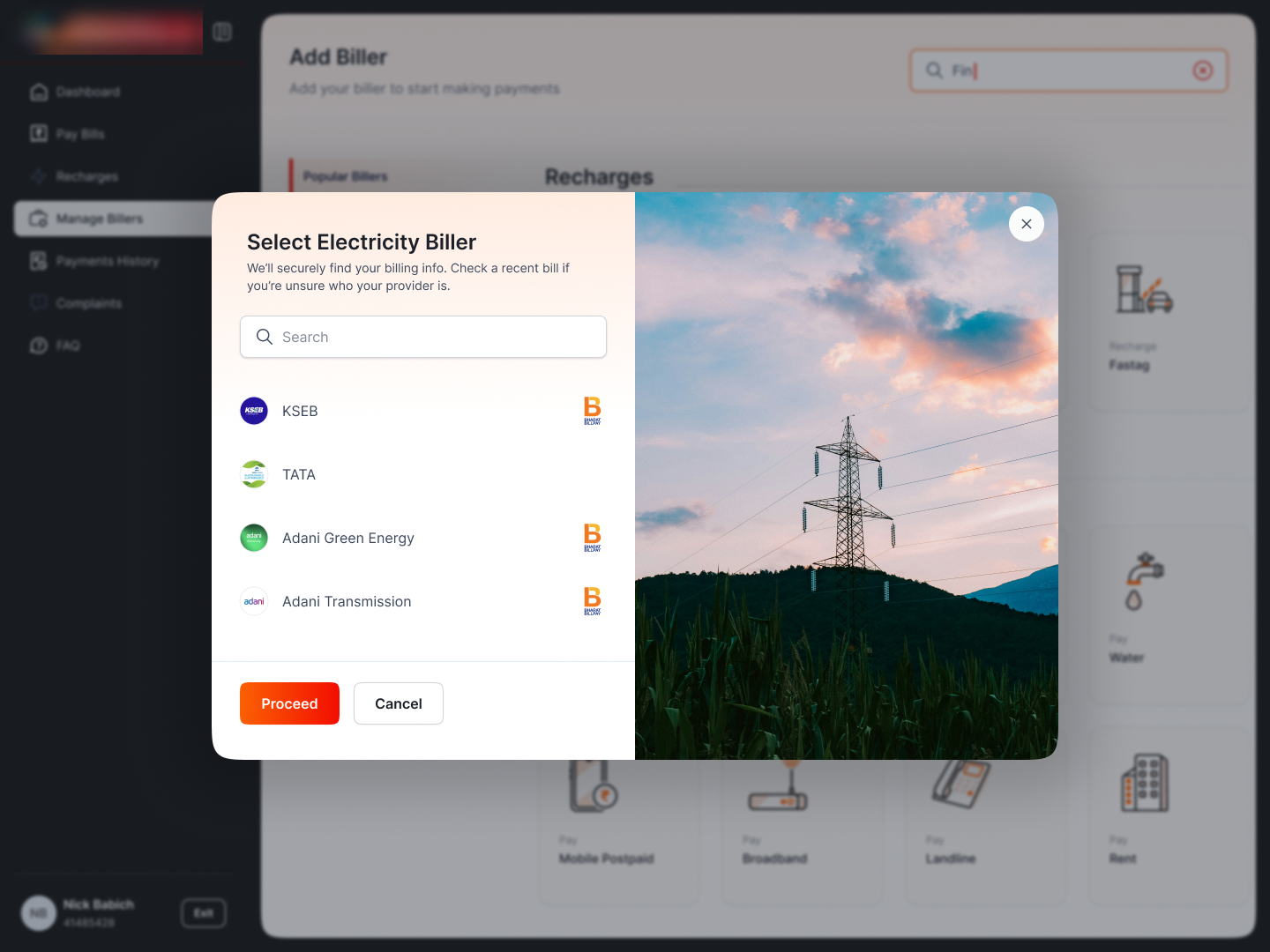 Bill-Pay Portal · add a biller