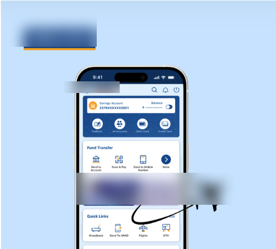 Partner A mobile app, navy brand bar, orange highlights